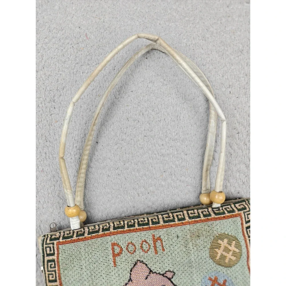 Winnie The Pooh Tote Bag Girls Small‎ Green Beaded Zip Shoulder Cartoon Purse